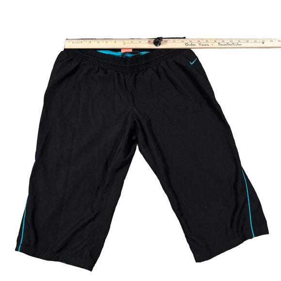 NIKE the athletic dept. Pants Women's Capri 100% Polyester Black/Blue Size Large - Picture 2 of 14